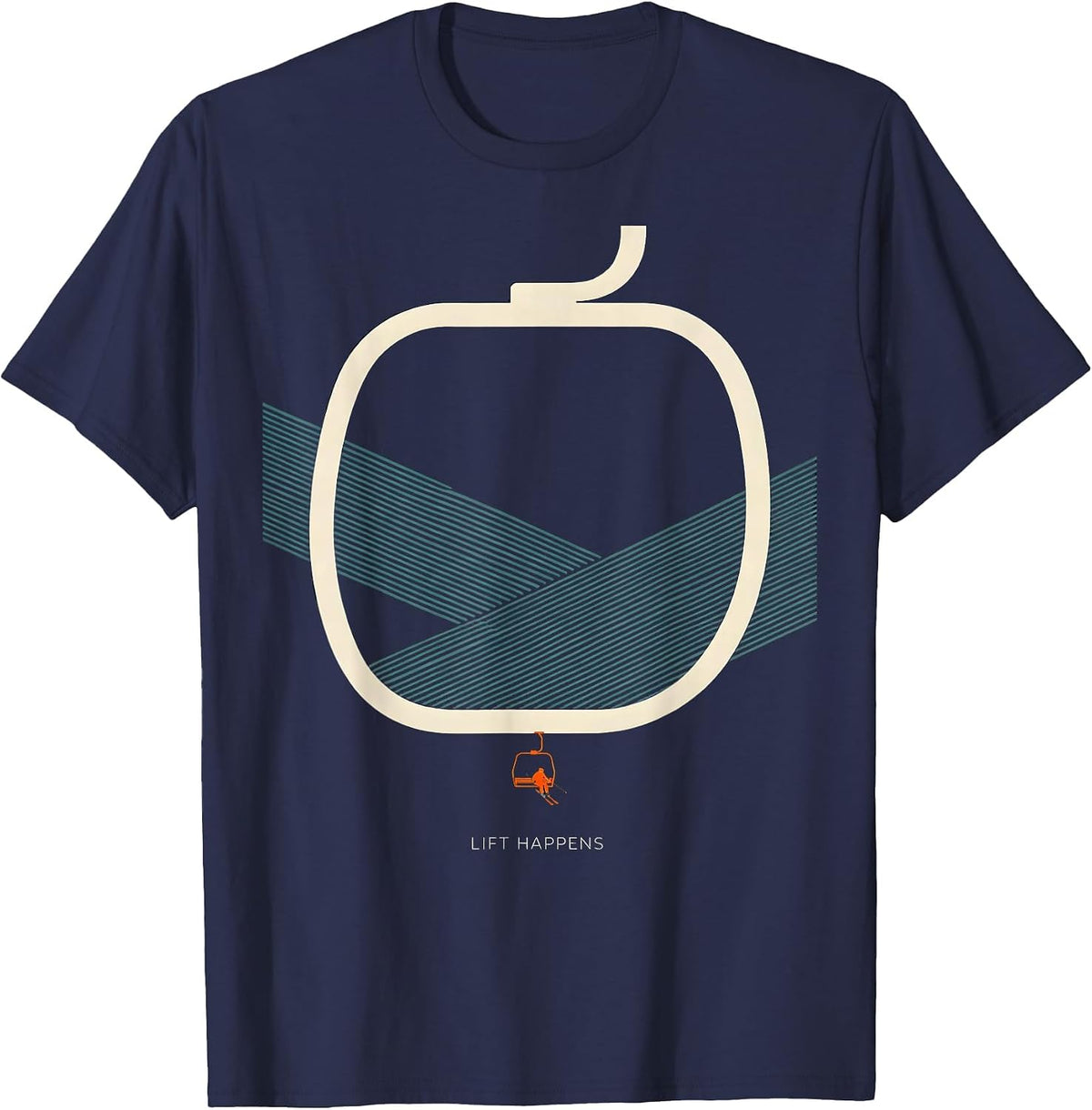 Men's Lift Happens Editorial Conceptual Skiing Snowboarder Humor T-Shirt - Navy Blue