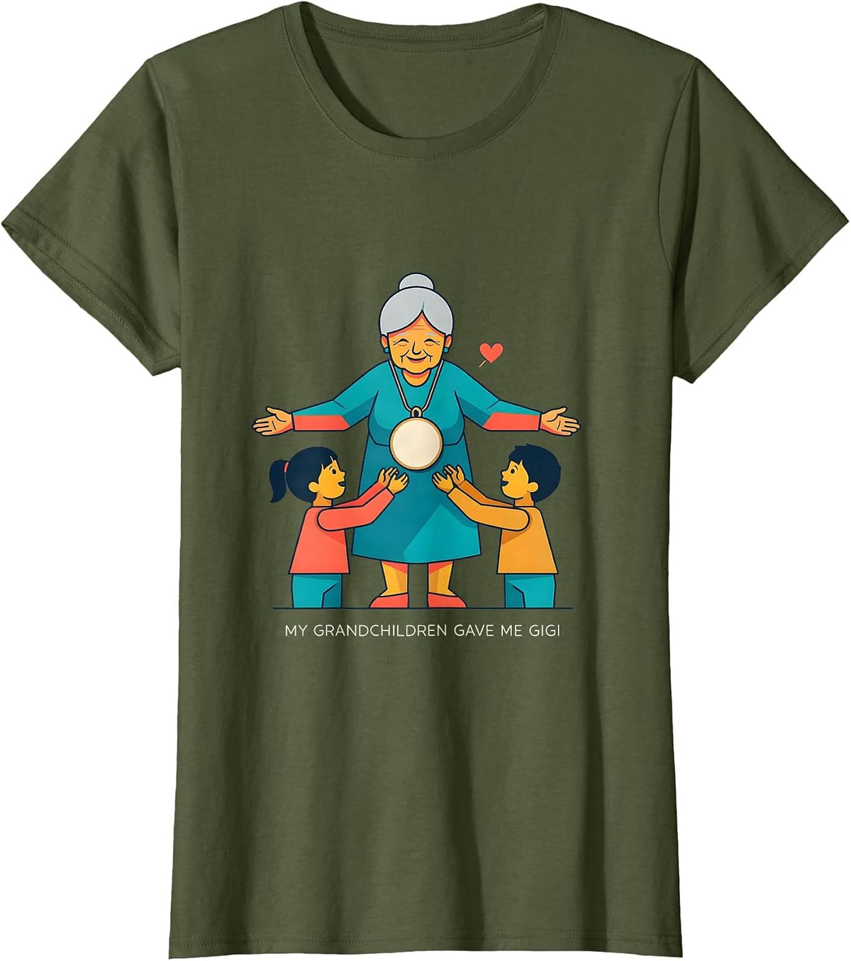 Women's My Grandchildren Gave Me Gigi Sentimental Grandma Gift T-Shirt - Olive Green
