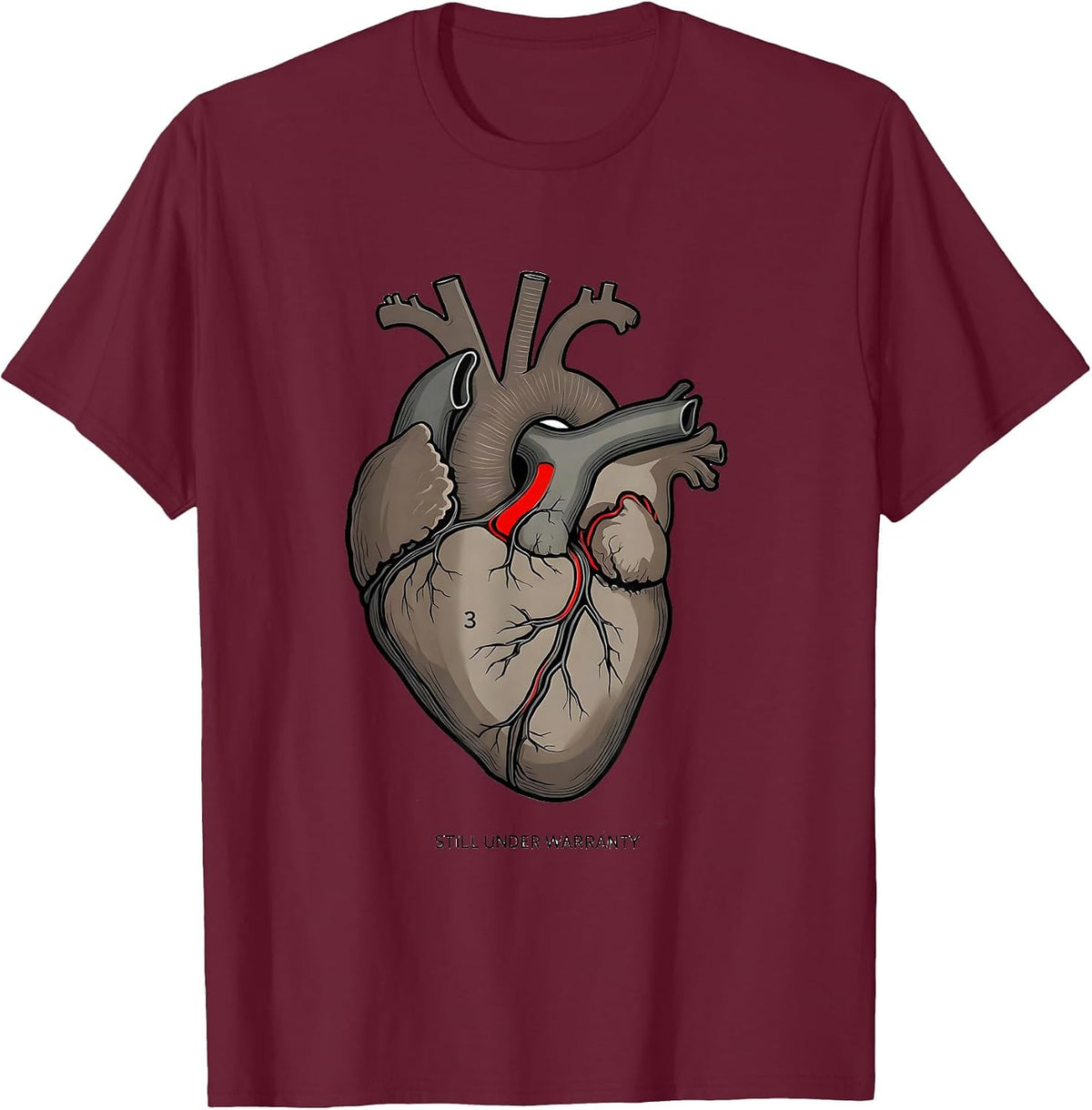 Still Under Warranty Funny Cardiac Nurse Heart Survivor T-Shirt - Burgundy