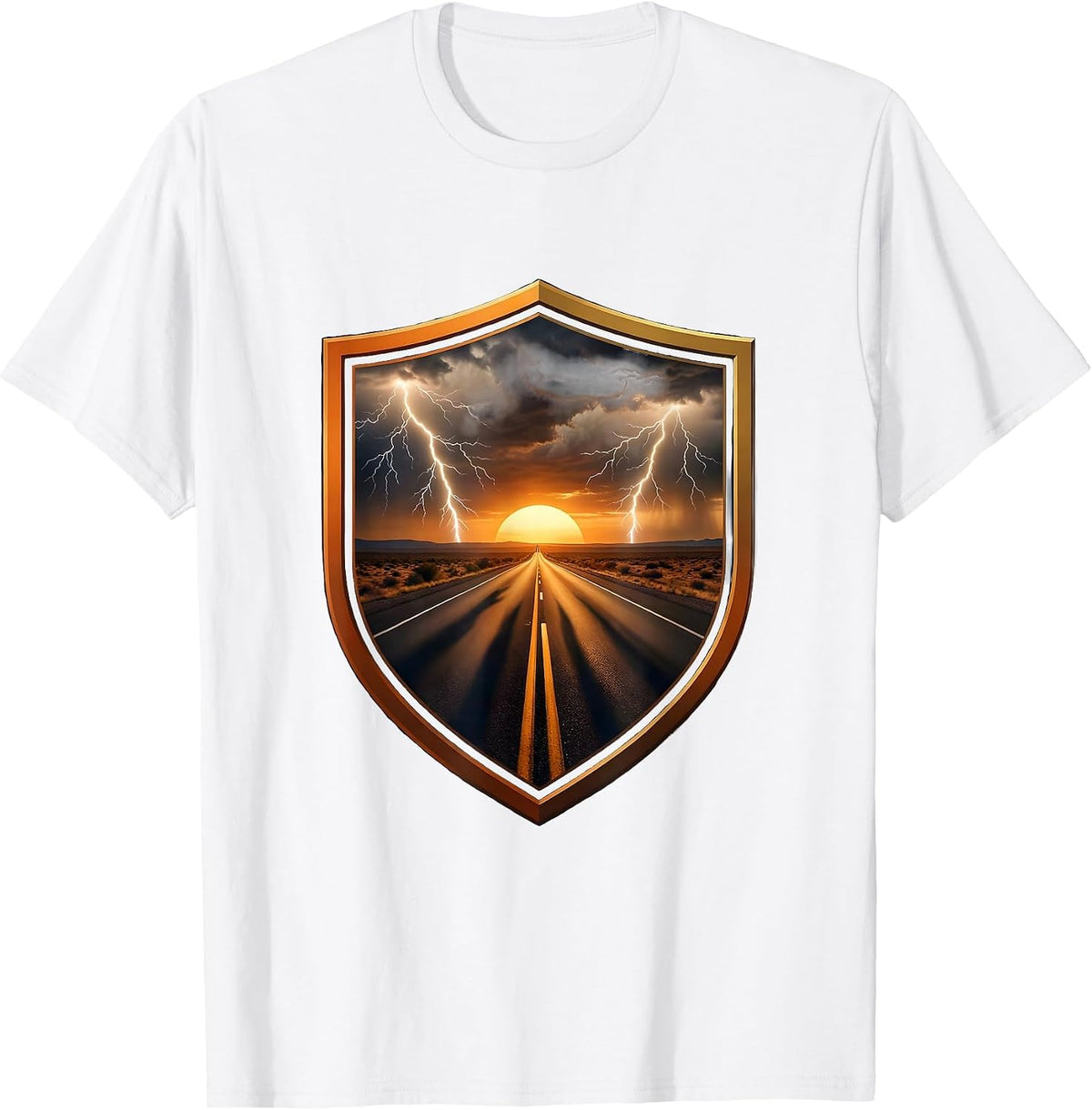 Men's Route 66 Desert Storm Dusk Highway Graphic Tee T-Shirt - White