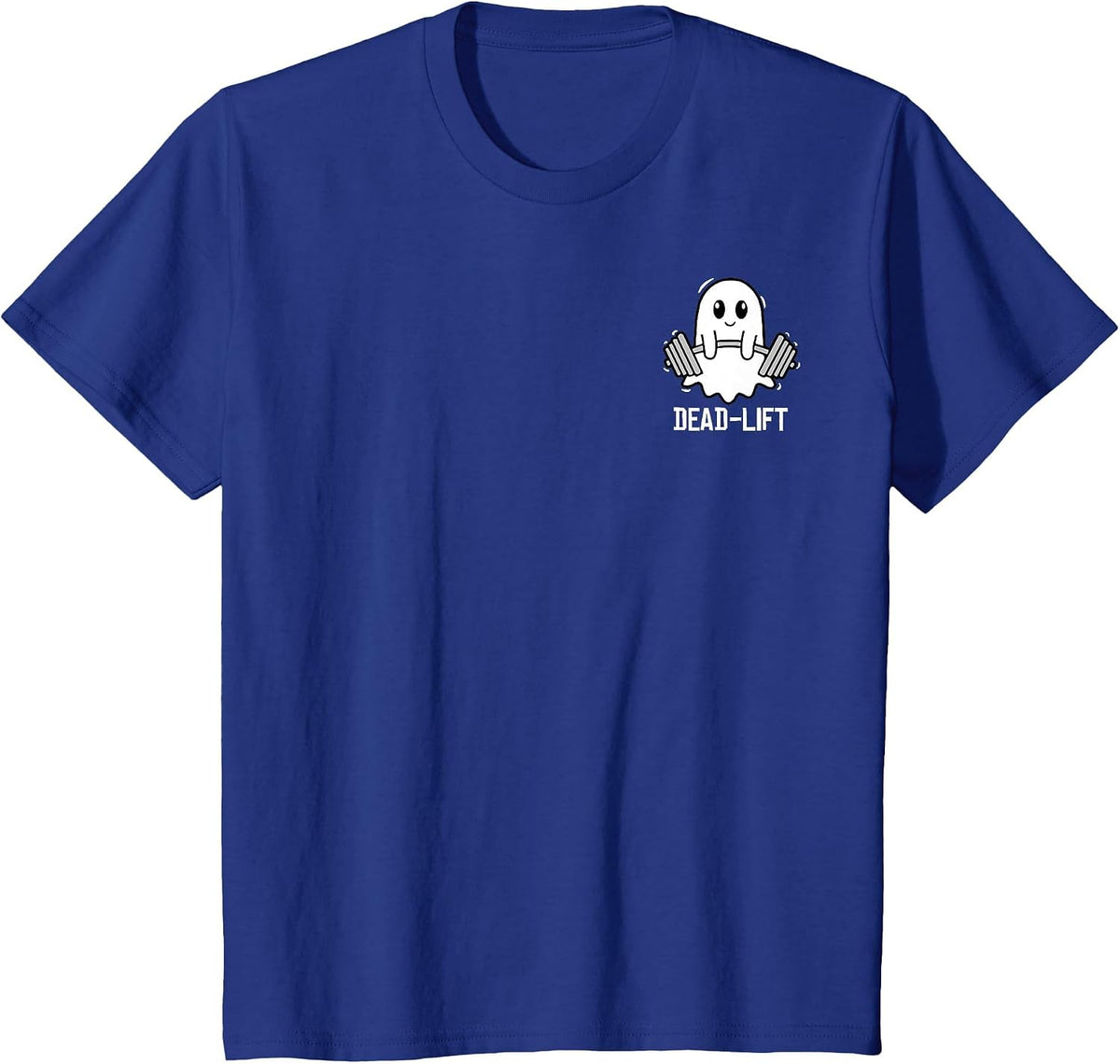 Dead Lift Funny Ghost Gymer Halloween Weight Lifting Pocket T-Shirt - Royal Blue