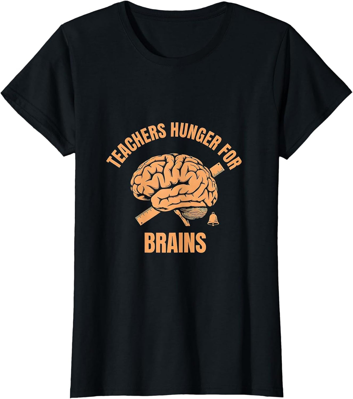 Teachers Hunger For Brains Funny Zombie Halloween Teacher T-Shirt - Black