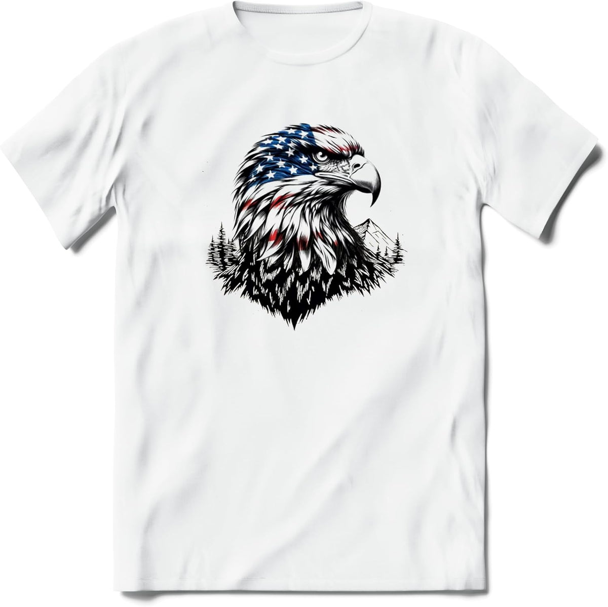 BRIEF INSANITY Ultra-Soft Smooth Fabric T-Shirts - Adult Unisex - Eagle Flag Head