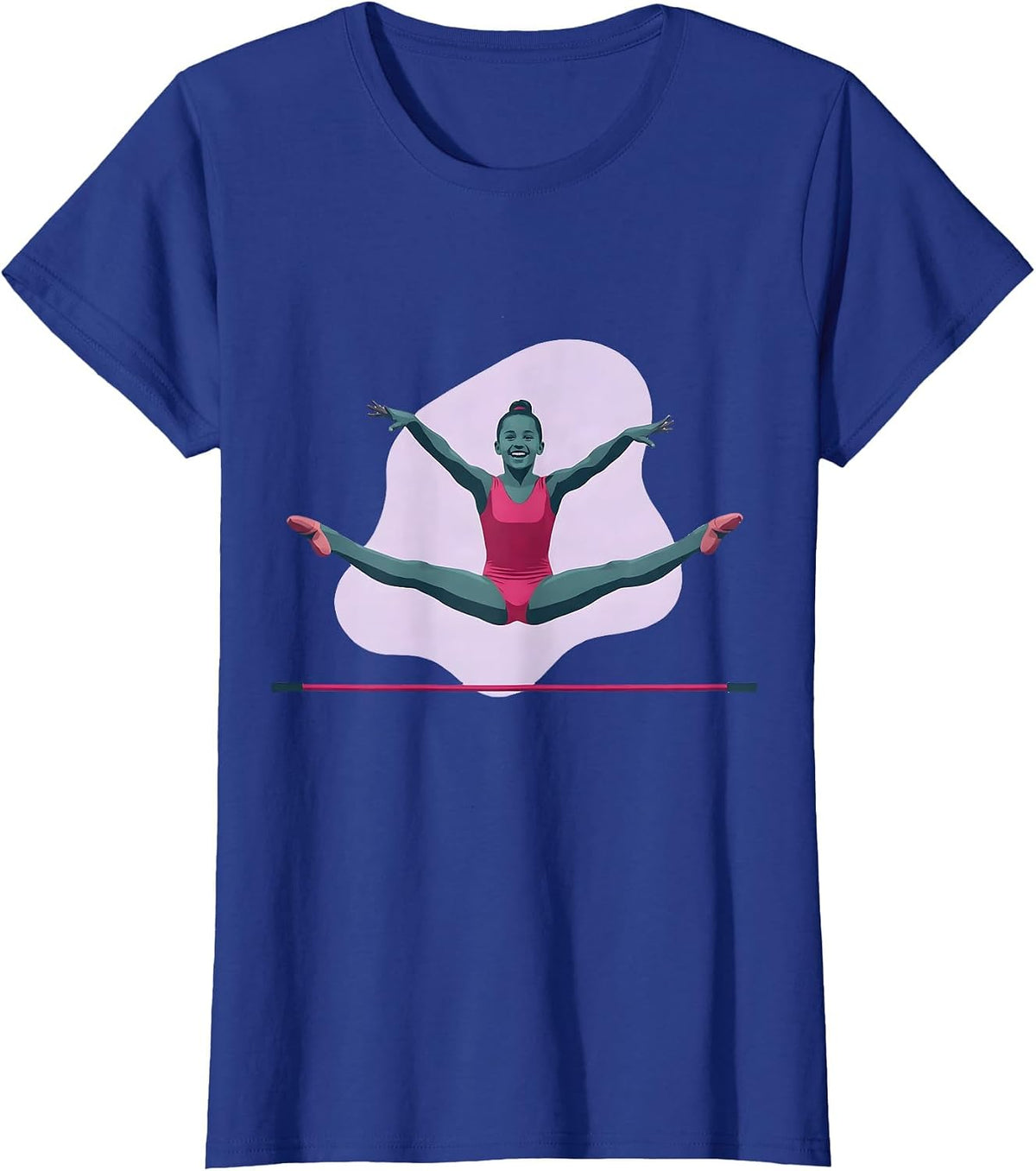 Women's Straddle Jump Gymnastics Silhouette Kids Athlete Gift T-Shirt - Royal Blue