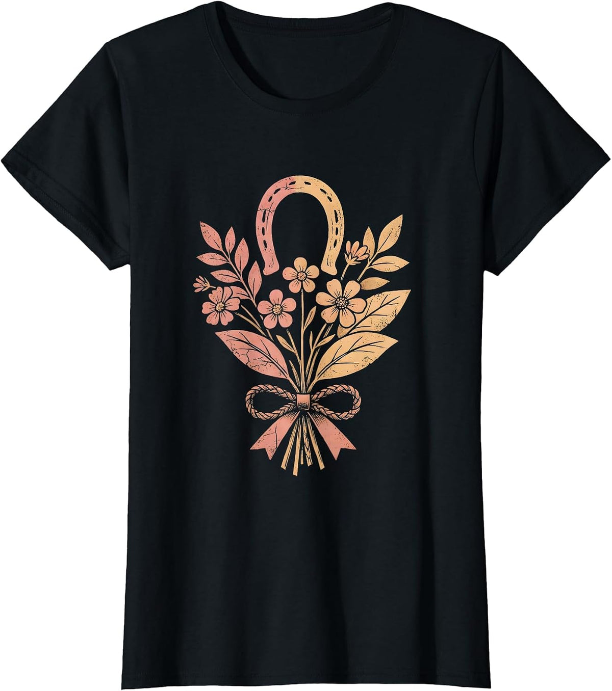 Cowboy Campfire Leather Reins Braiding Illustration T-Shirt - Black