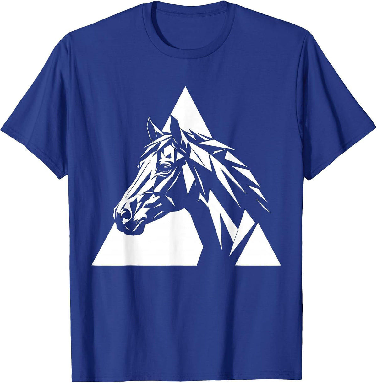 Geometric Horse Head Triangle Frame Design T-Shirt - Royal Blue