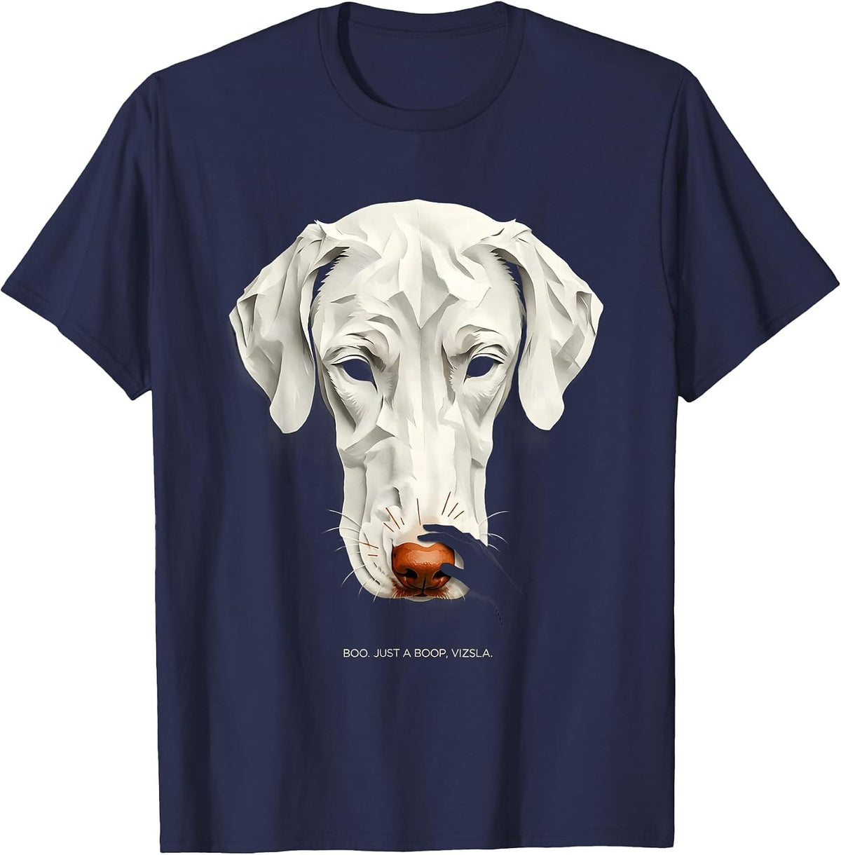 Boo Just A Boop Vizsla Funny Ghost Dog Lover Halloween T-Shirt - Navy Blue