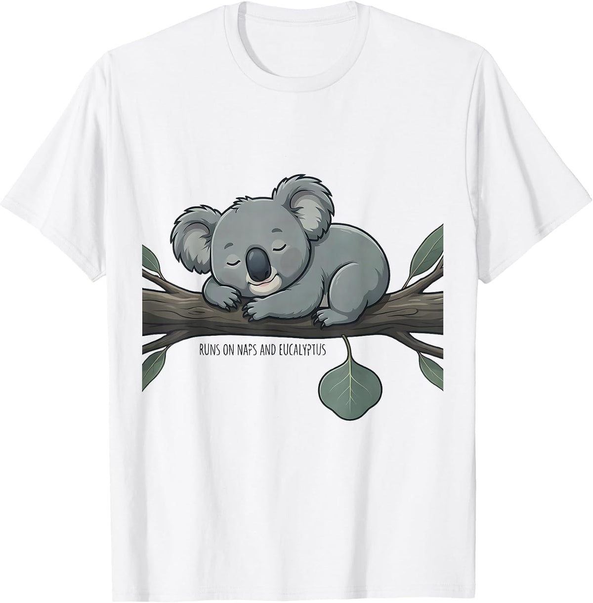 Men's Runs On Naps And Eucalyptus Funny Koala Lover Cute Animal T-Shirt - White