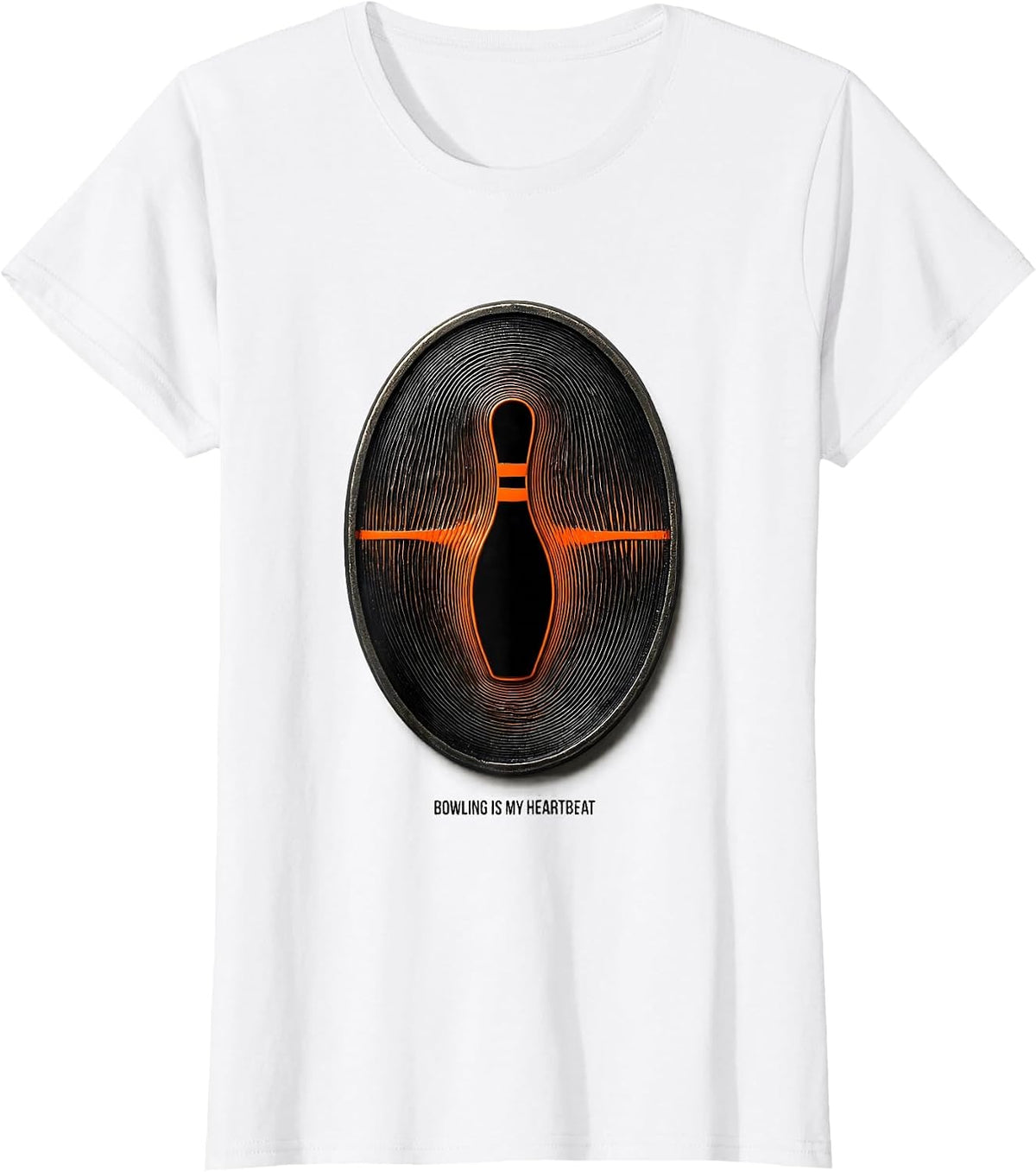Bowling Is My Heartbeat Op Art Moire Hobby Passion Icon T-Shirt - White