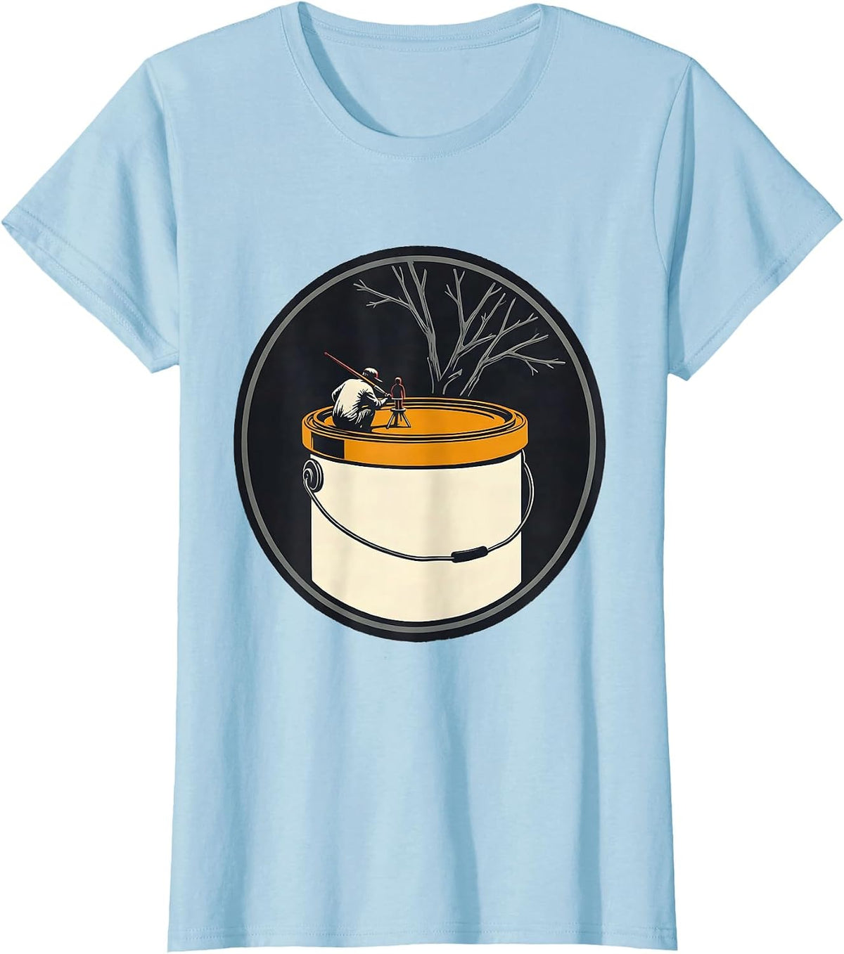 Women's Painter Miniature Badge Screenprint Artist Humor T-Shirt - Baby Blue