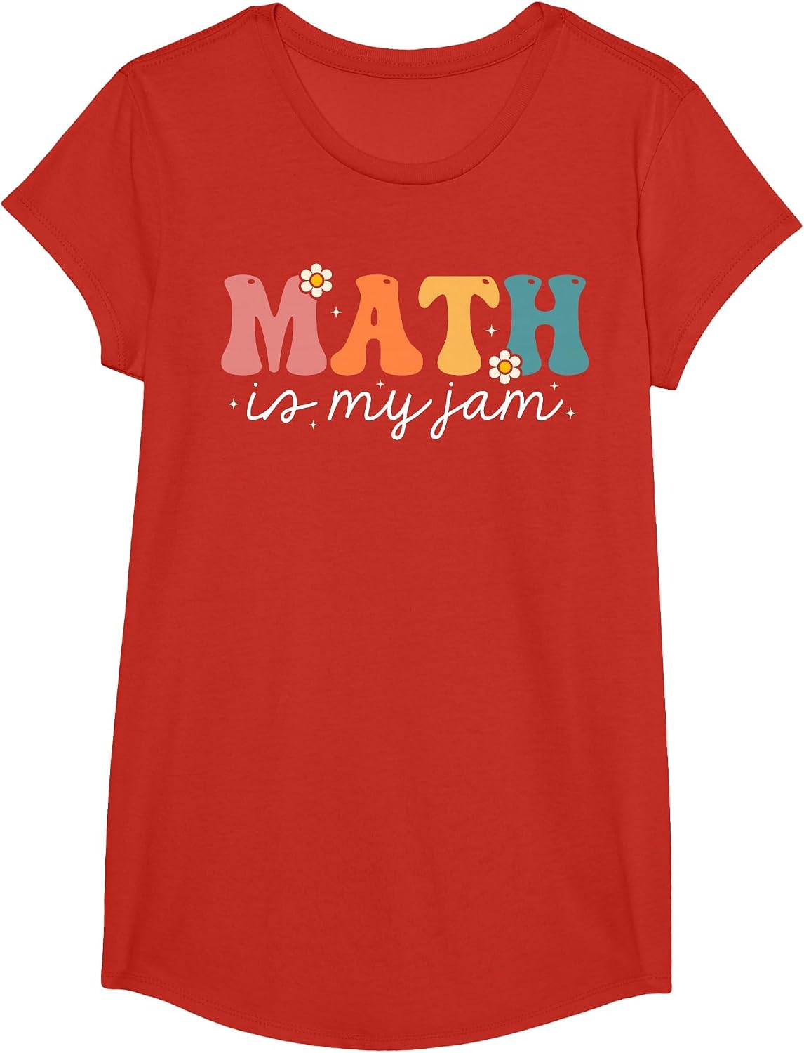 Groovy Math Teacher Math is My Jam T-Shirt - Girls Red