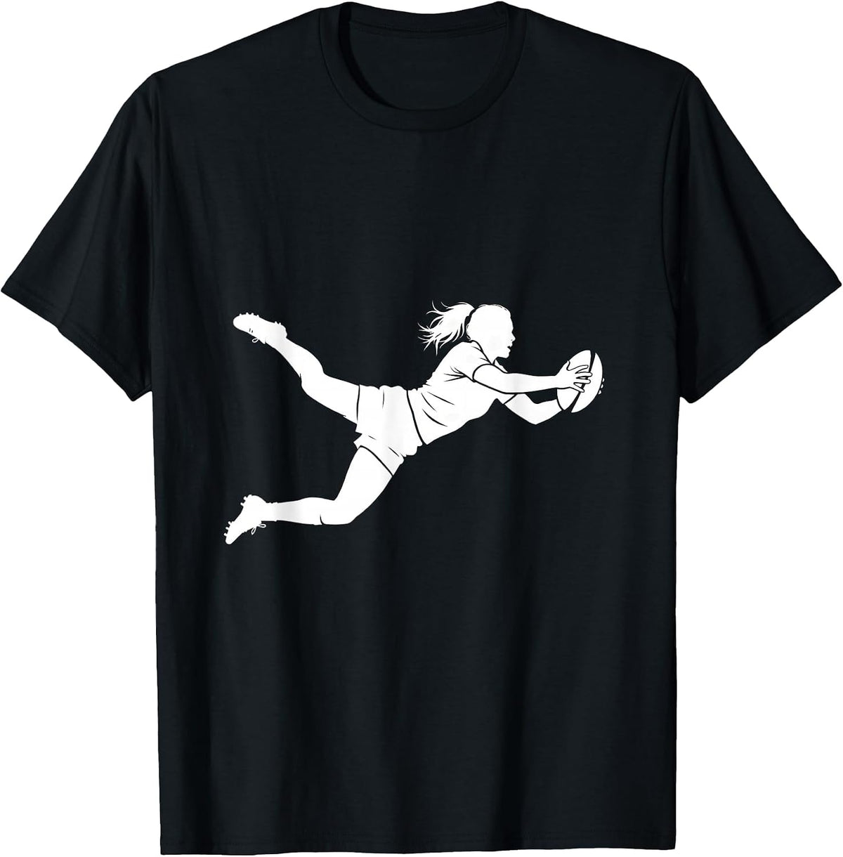 Men's Rugby Player Try Line Dive Sports Fan Graphic T-Shirt - Black
