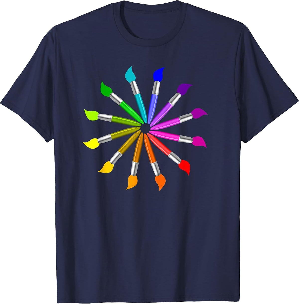 Paint Wheel Brush T Shirt for Art Teachers Educators T-Shirt - Navy Blue