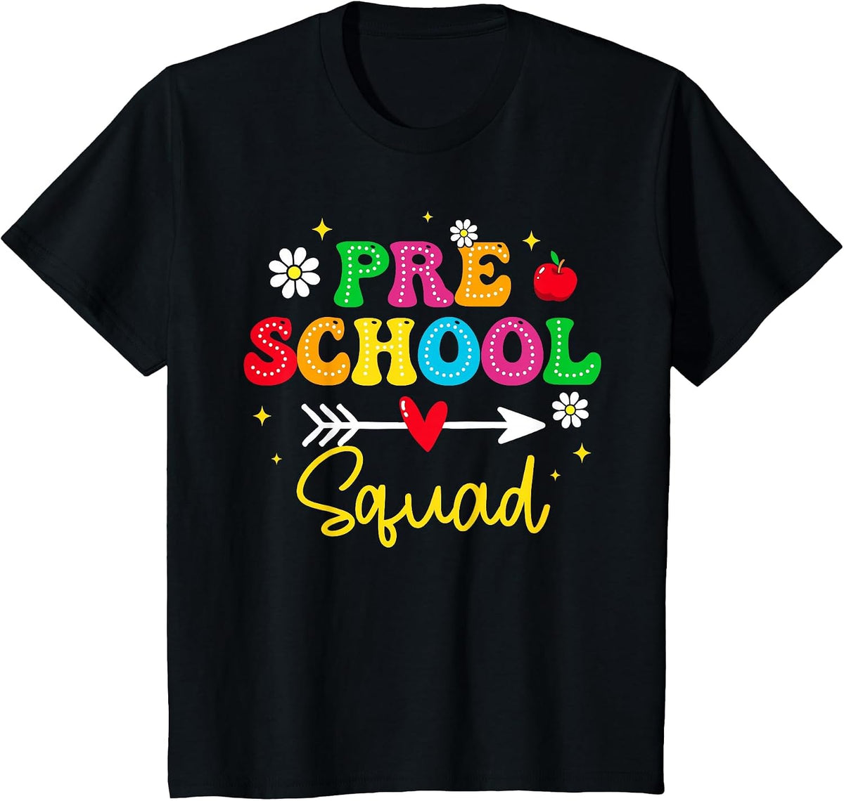 Preschool Squad Student Teacher Back to School Preschool T-Shirt - Black