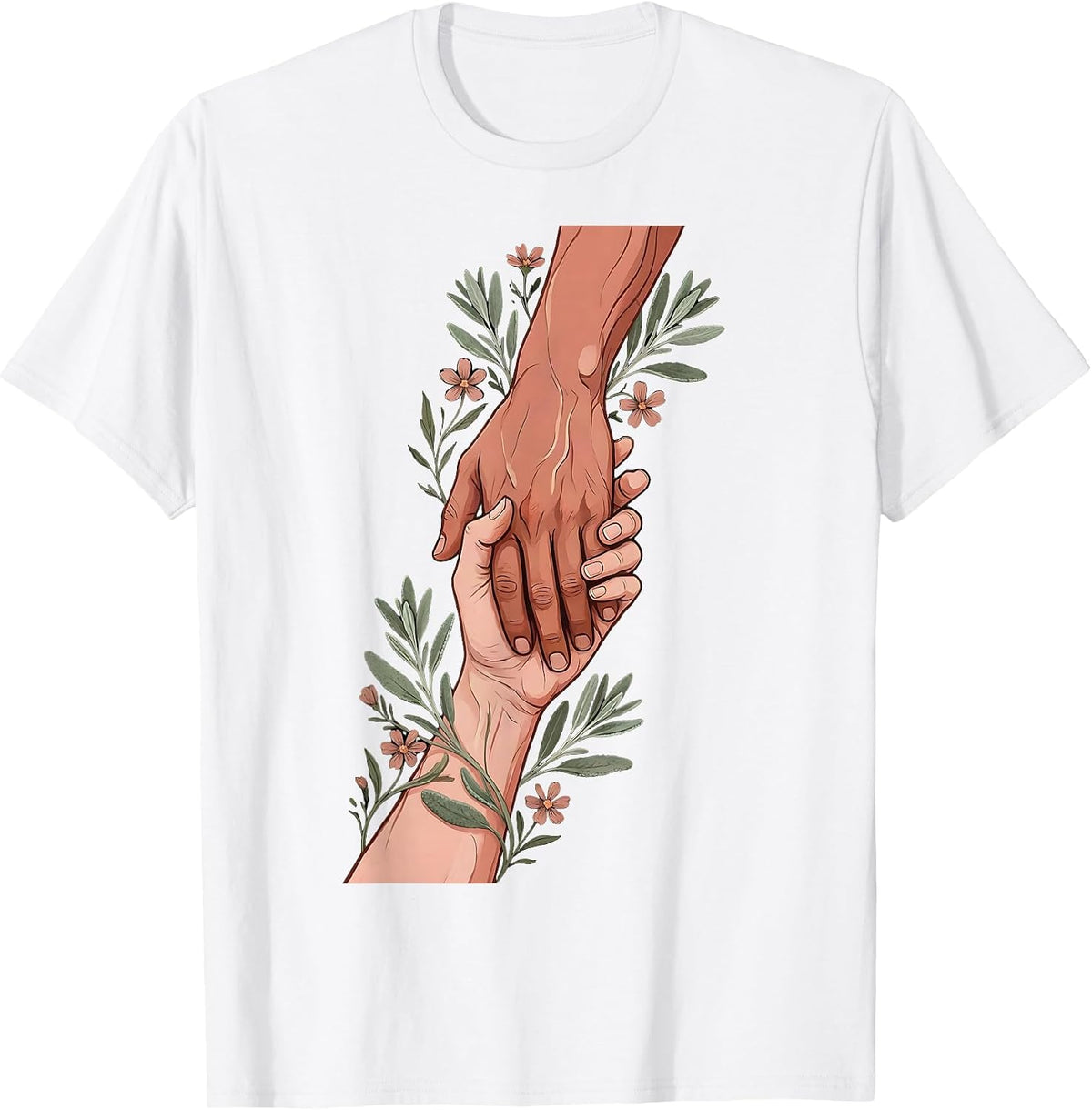 Men's Social Worker Helping Hand Graphic Design T-Shirt - White
