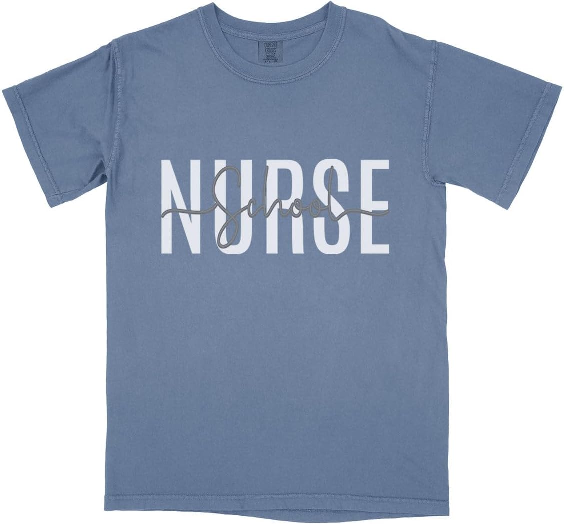 Overlay School Nurse Comfort Colors Short Sleeve Tee Unisex - Blue Jean