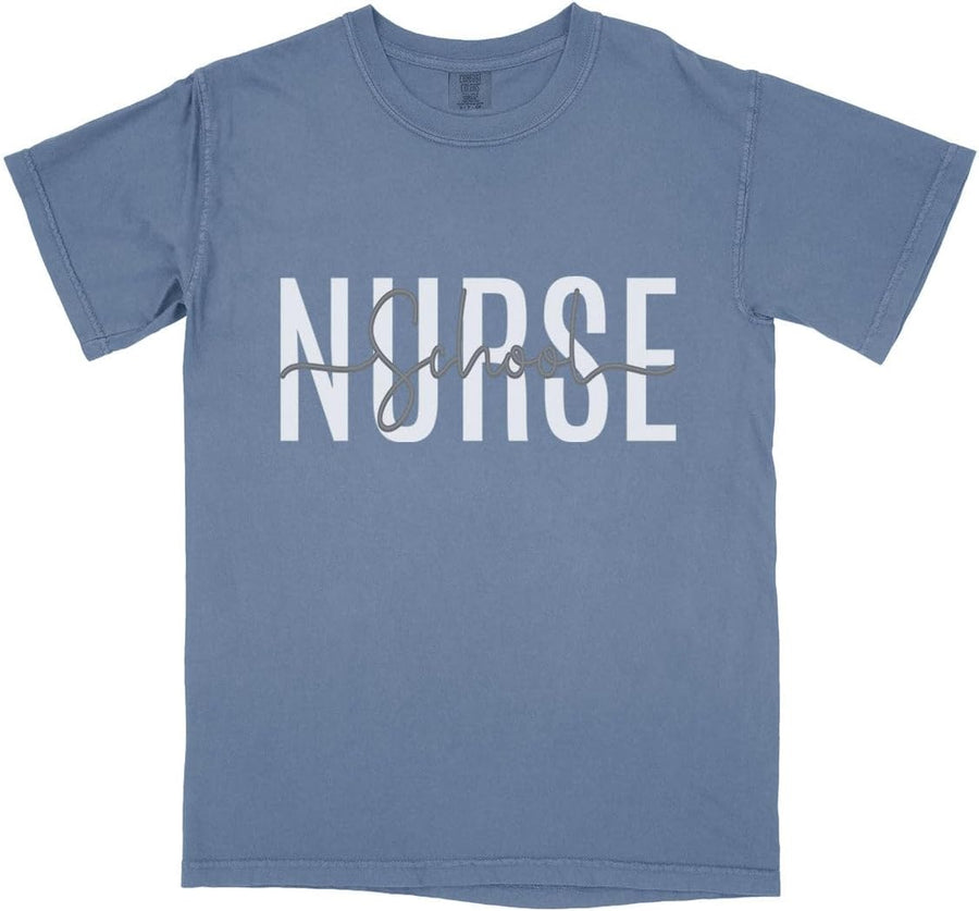 Overlay School Nurse Comfort Colors Short Sleeve Tee Unisex - Blue Jean