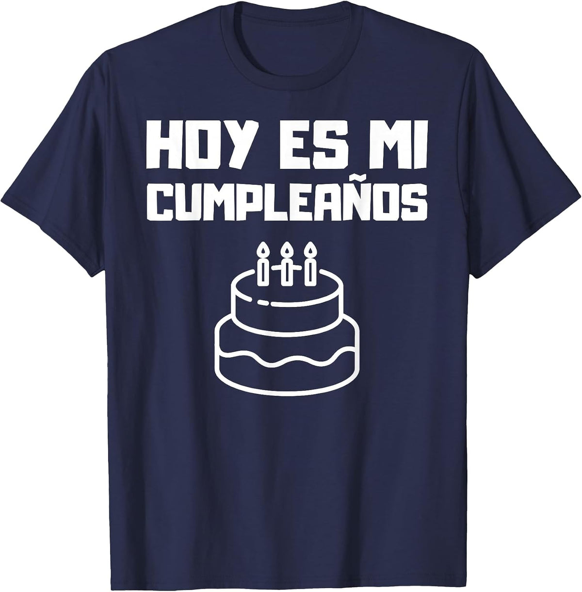Hoy ES Mi Cumpleanos Spanish Jersey Mexican Playera Graphic T-Shirt - Navy Blue