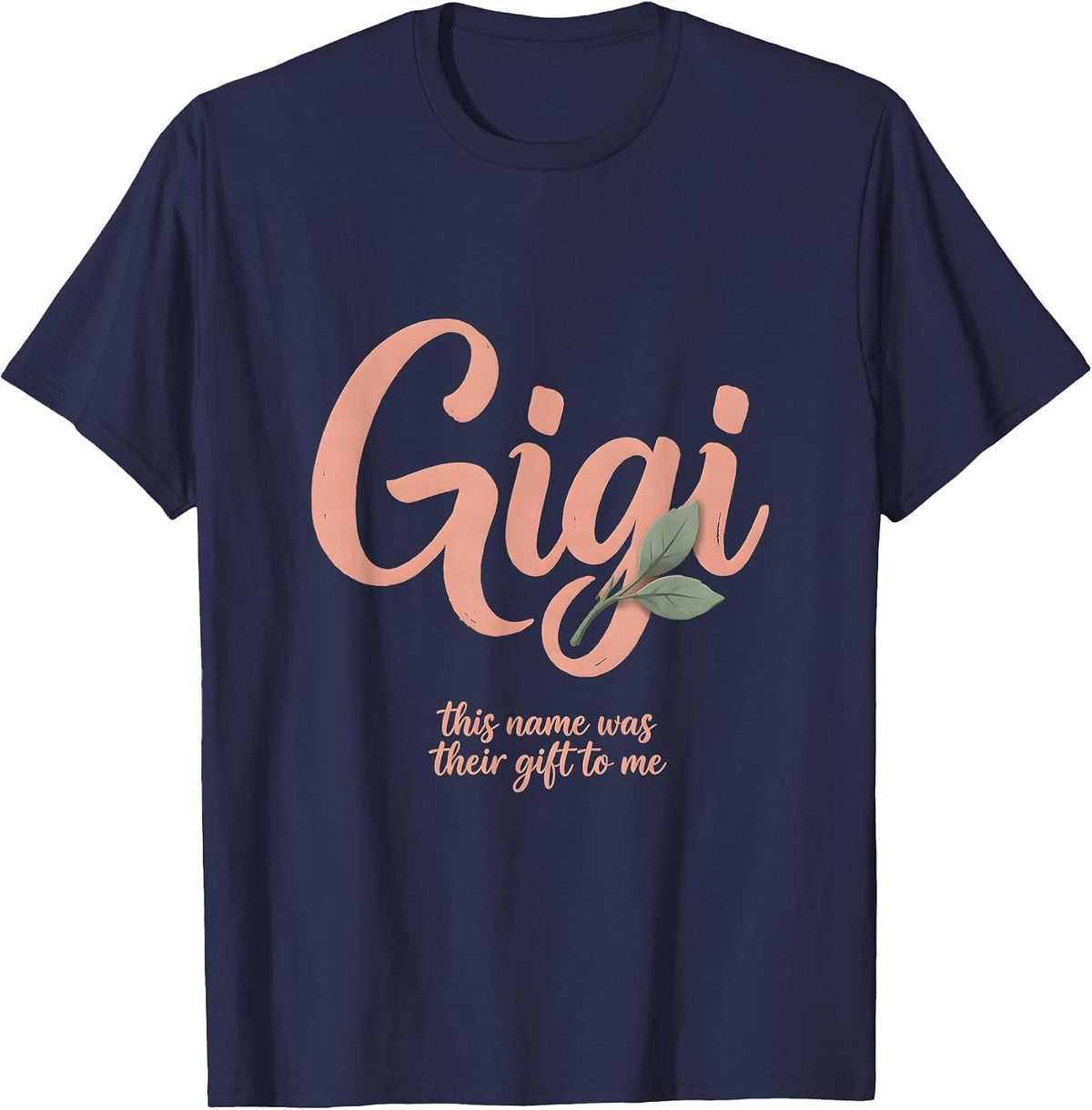 This Name Was Their Gift To Me Boho Typography Gigi Grandma T-Shirt - Navy Blue