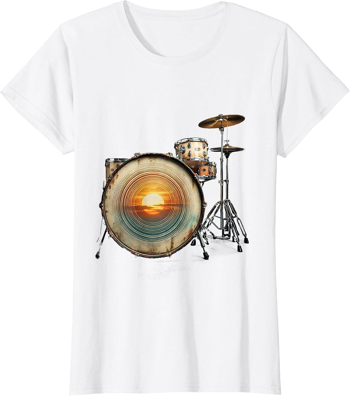 Women's Vintage Drummer Drum Circle Percussionist Humor T-Shirt - White