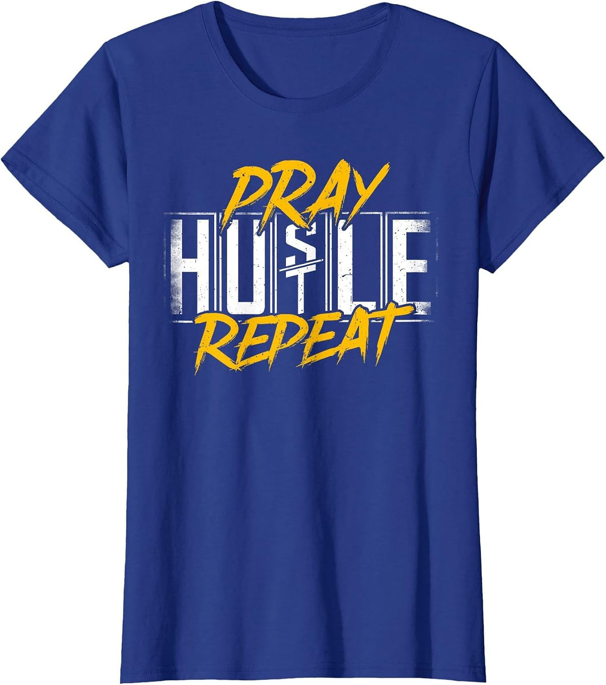 Business Owner Pray Hustle Repeat Funny Boss Entrepreneur T-Shirt - Royal Blue