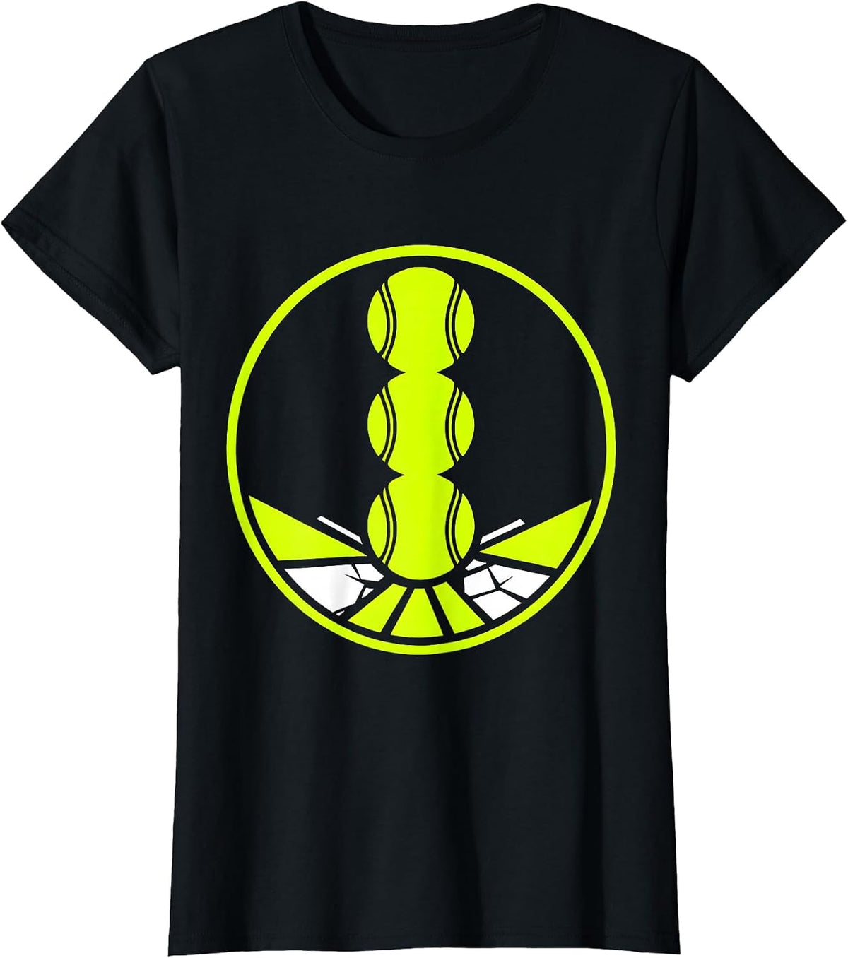 Clay Court Tennis Stacked Balls Illustration T-Shirt - Black