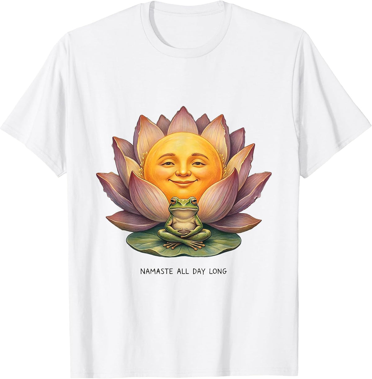 Men's Namaste All Day Long Hippie Spiritual Design T-Shirt - White