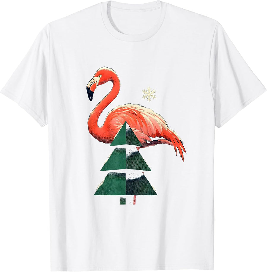 One-Legged Flamingo Holiday Humor Christmas Flamingo Lover T-Shirt - White