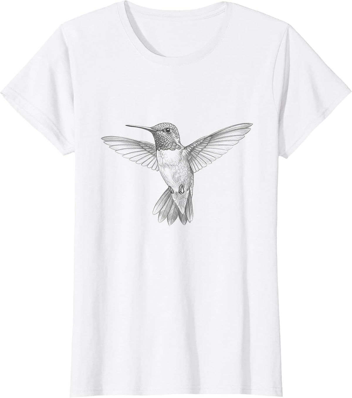 Vintage Hummingbird Drawing Art Design T-Shirt - White