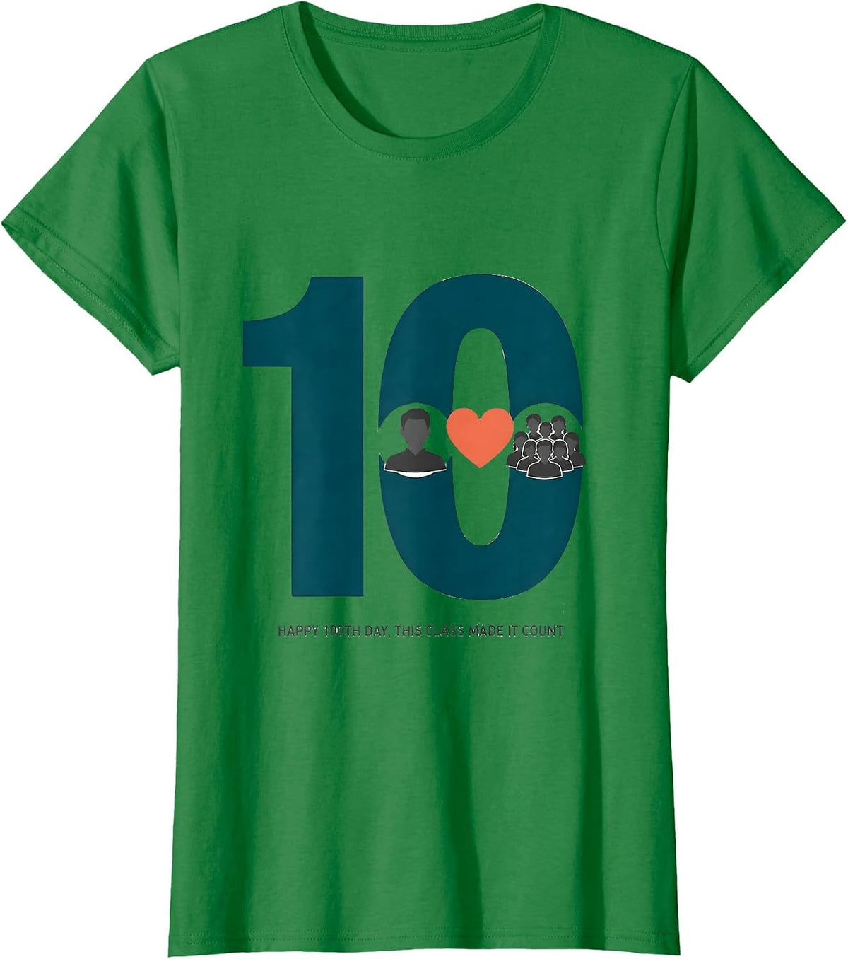 Women's Happy 100th Day, This Class Made It Count Teacher T-Shirt - Kelly Green