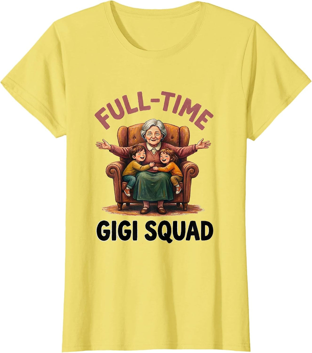 Women's Full-Time Gigi Squad Proud Grandma Design T-Shirt - Lemon Yellow