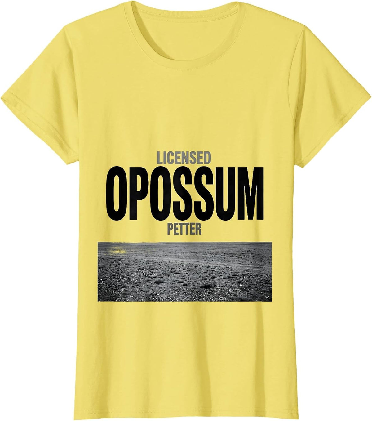 Women's Licensed Opossum Petter Funny Animal Lover Meme Humor T-Shirt - Lemon Yellow