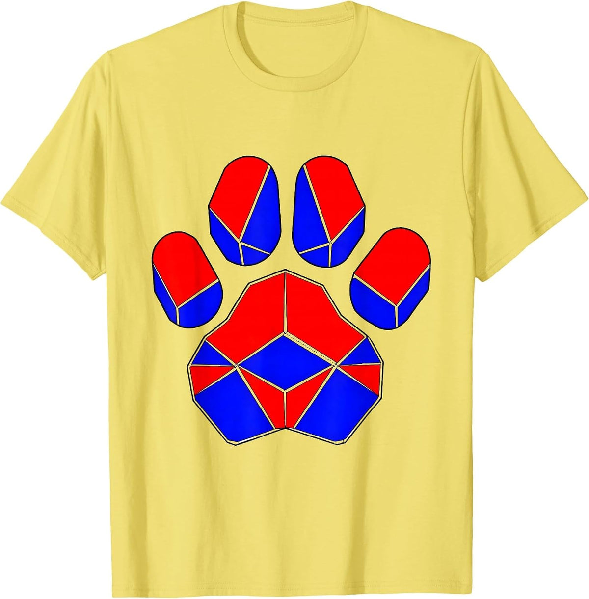Men's Patriotic Bear Paw Print Red White Blue T-Shirt - Lemon Yellow