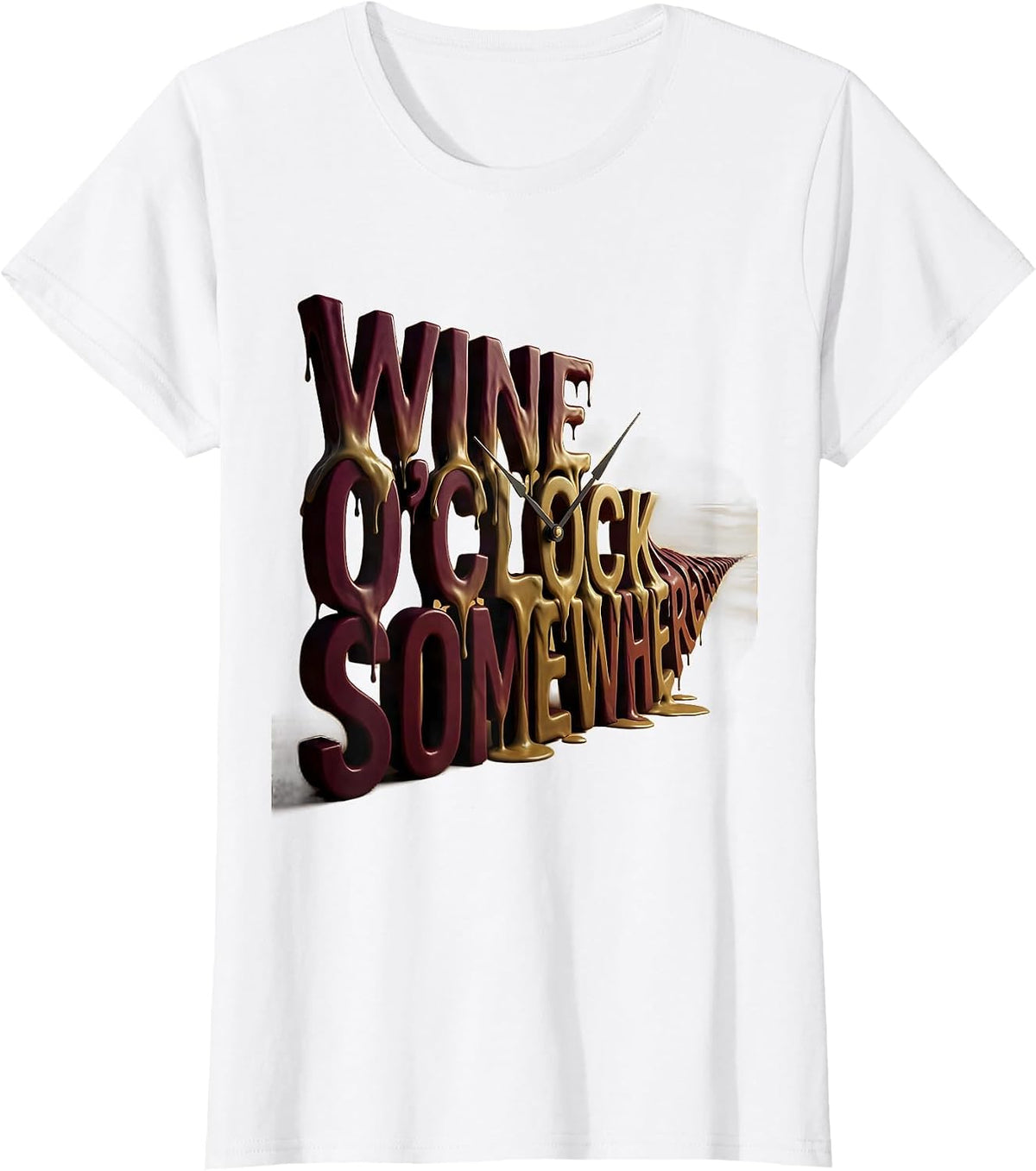 Wine O'Clock Somewhere Funny Wine Lover Design T-Shirt - White