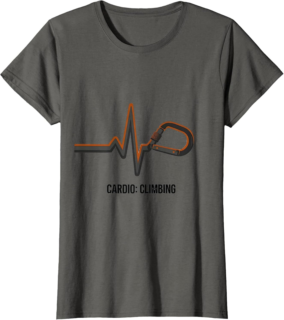 Women's Cardio: Climbing Minimalist Hobby Heartbeat EKG Passion Icon T-Shirt - Asphalt Grey