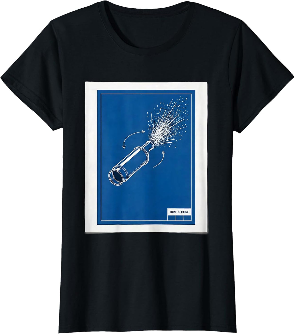 Dirt Is Pure Technical Blueprint Motocross Biker T-Shirt - Black