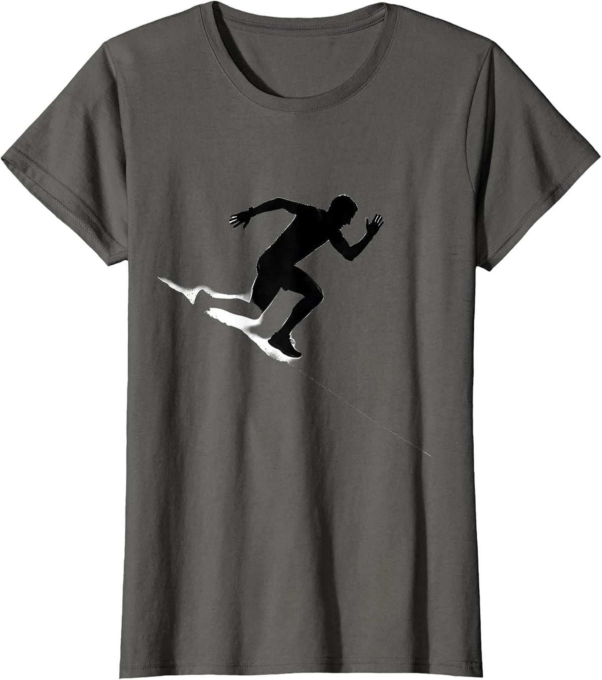 Women's Marathon Runner Cresting Hill Running Graphic T-Shirt - Asphalt Grey