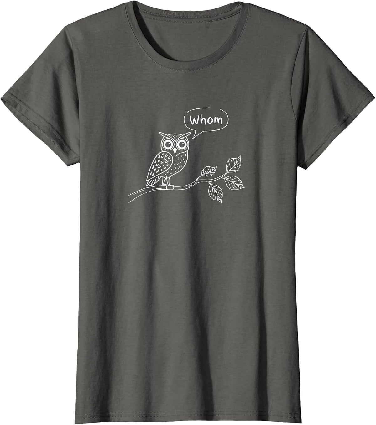 Grammar Owl - Whom? - Funny T-Shirt - Asphalt Grey