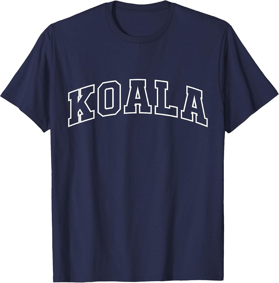 Koala Funny Athletic Lettering Costume Animal Lover T-Shirt - Navy Blue