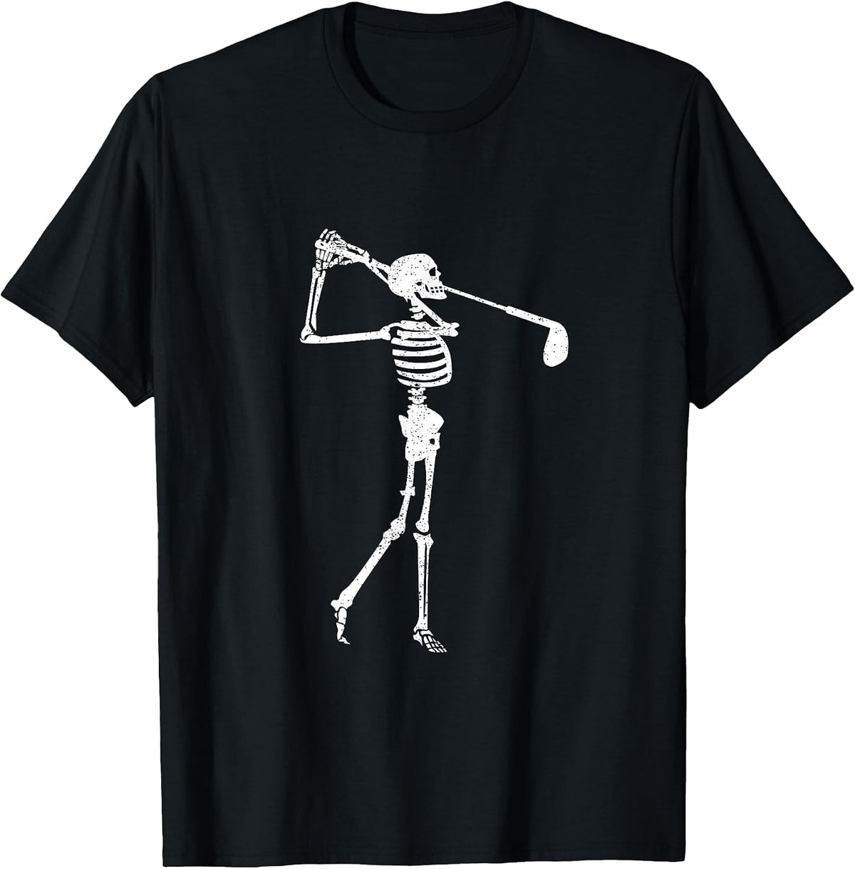 Skeleton Golf Player Funny Halloween Golfing Sports Golfer T-Shirt - Black