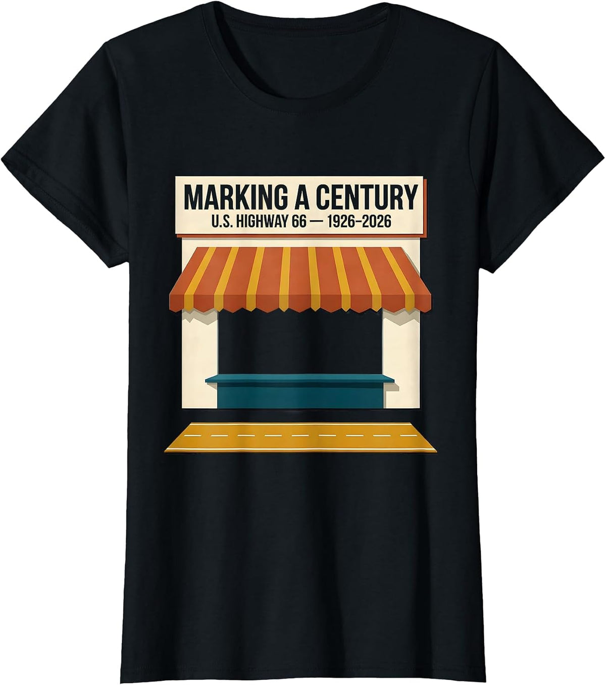 Marking A Century — U.S. Highway 66 — 1926-2026 Vintage T-Shirt - Black