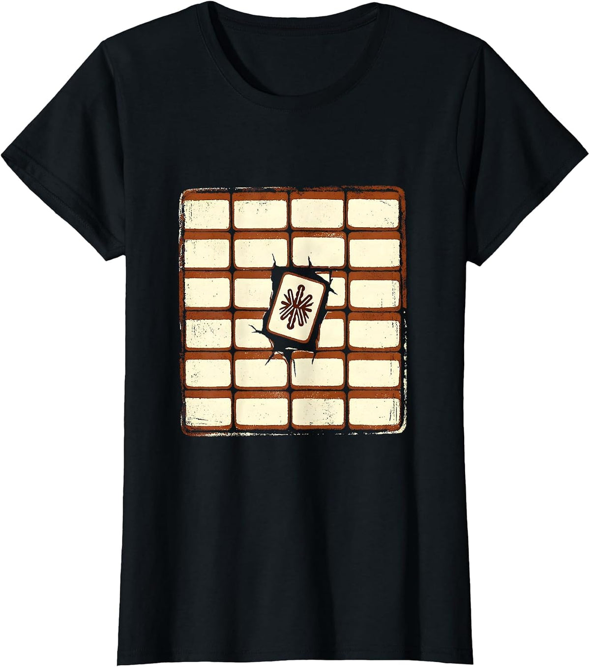 Mahjong Tile Wall Rubber Stamp Mahjong Player Humor T-Shirt - Black