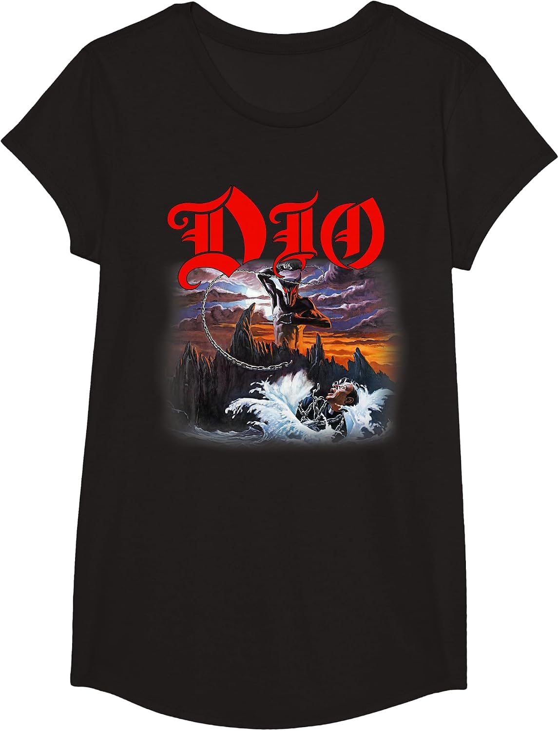 Dio Holy Diver Cover on Black T-Shirt - Girls Black