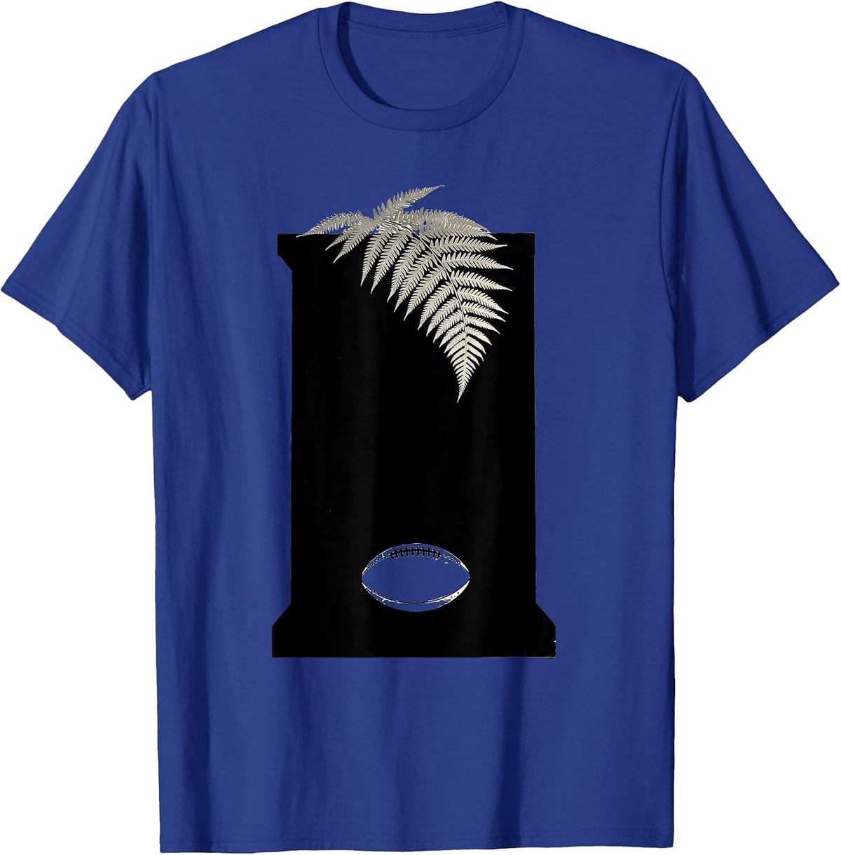 Men's Fern Silhouette Kiwi Rugby Fan National Pride T-Shirt - Royal Blue