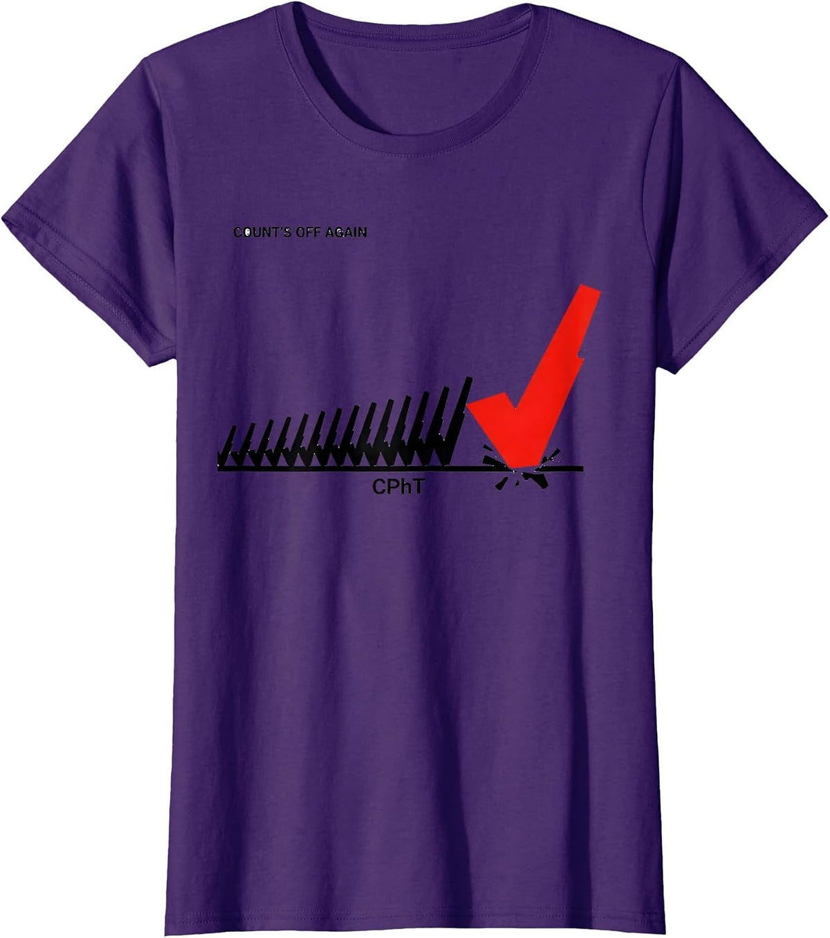 Women's Count's Off Again CPhT Funny Pharmacy Tech Grad Gift T-Shirt - Purple