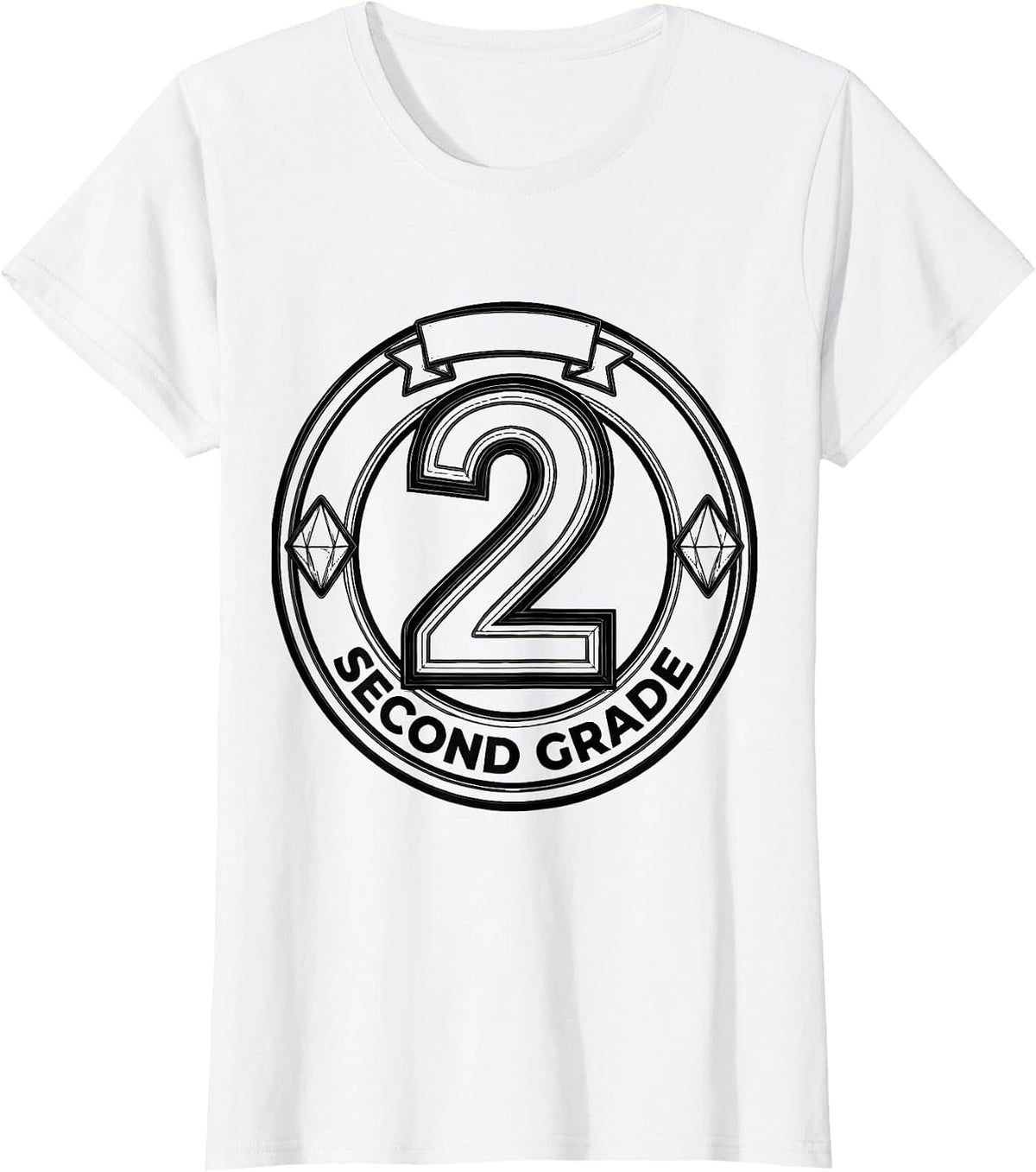Women's Second Grade Line Art Teacher Back To School Typography Team T-Shirt - White