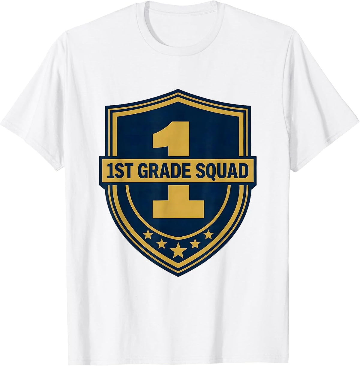 Men's 1st Grade Squad Emblem Back To School Teacher Student T-Shirt - White