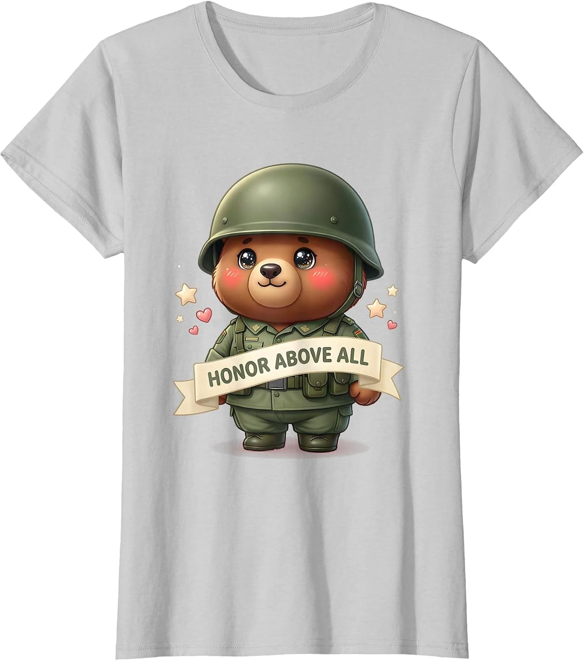 Honor Above All Military Army Pride Design T-Shirt - Silver Grey