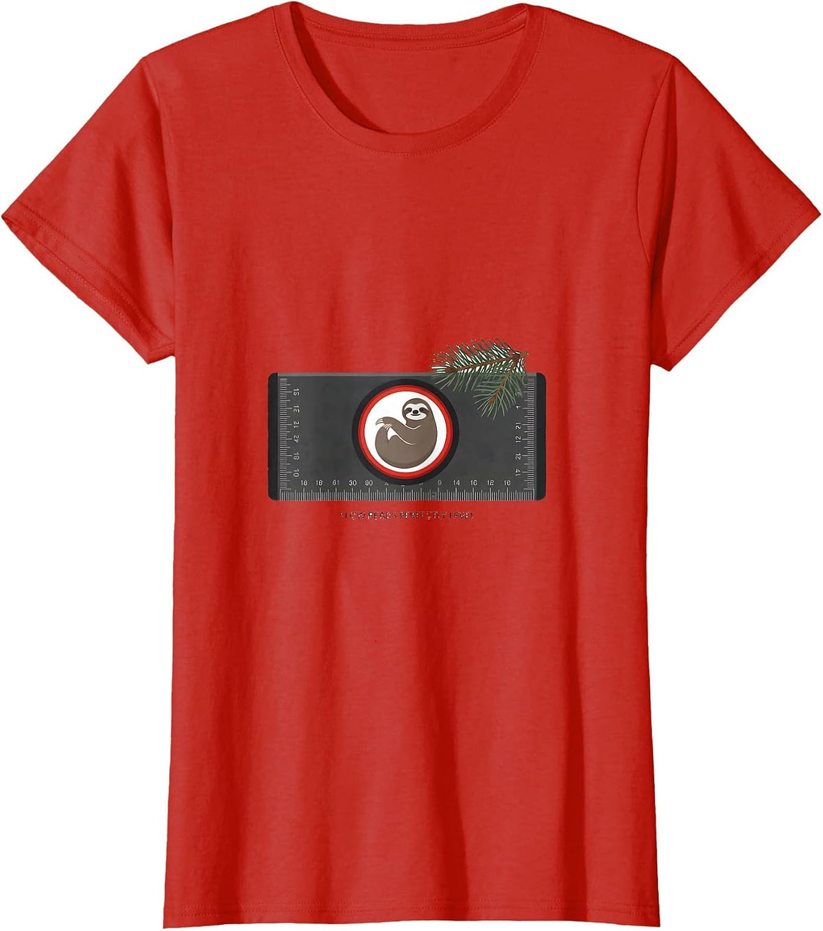 Slow Reads Perfectly Level Funny Sloth Lover Christmas T-Shirt - Red