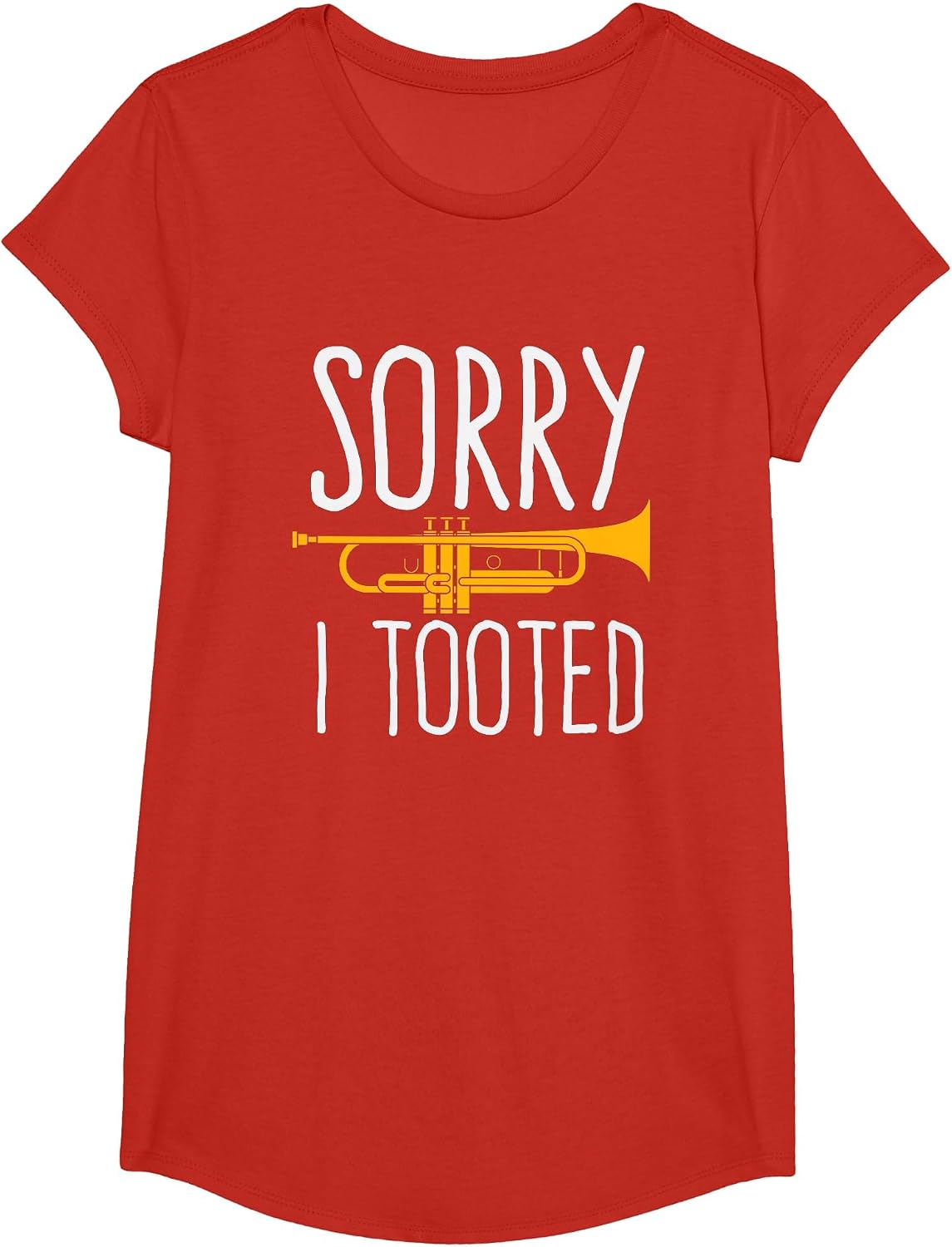 Funny Sorry I Tooted Trumpet Band T-Shirt - Girls Red